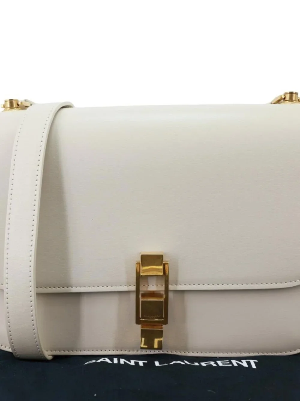 Yves Saint Laurent  Le Carre Calfskin Leather Satchel Bag White